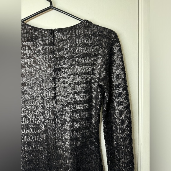 NWT Bailey 44 Heart Of Glass Allover Sequins Black Mini Long Sleeve Dress XS - Picture 12 of 17